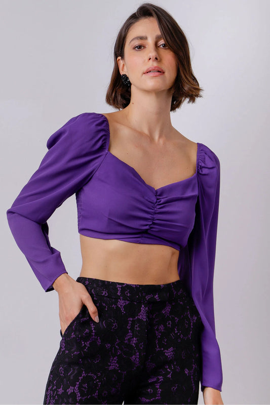Blusa Cropped Manga Longa Ísis