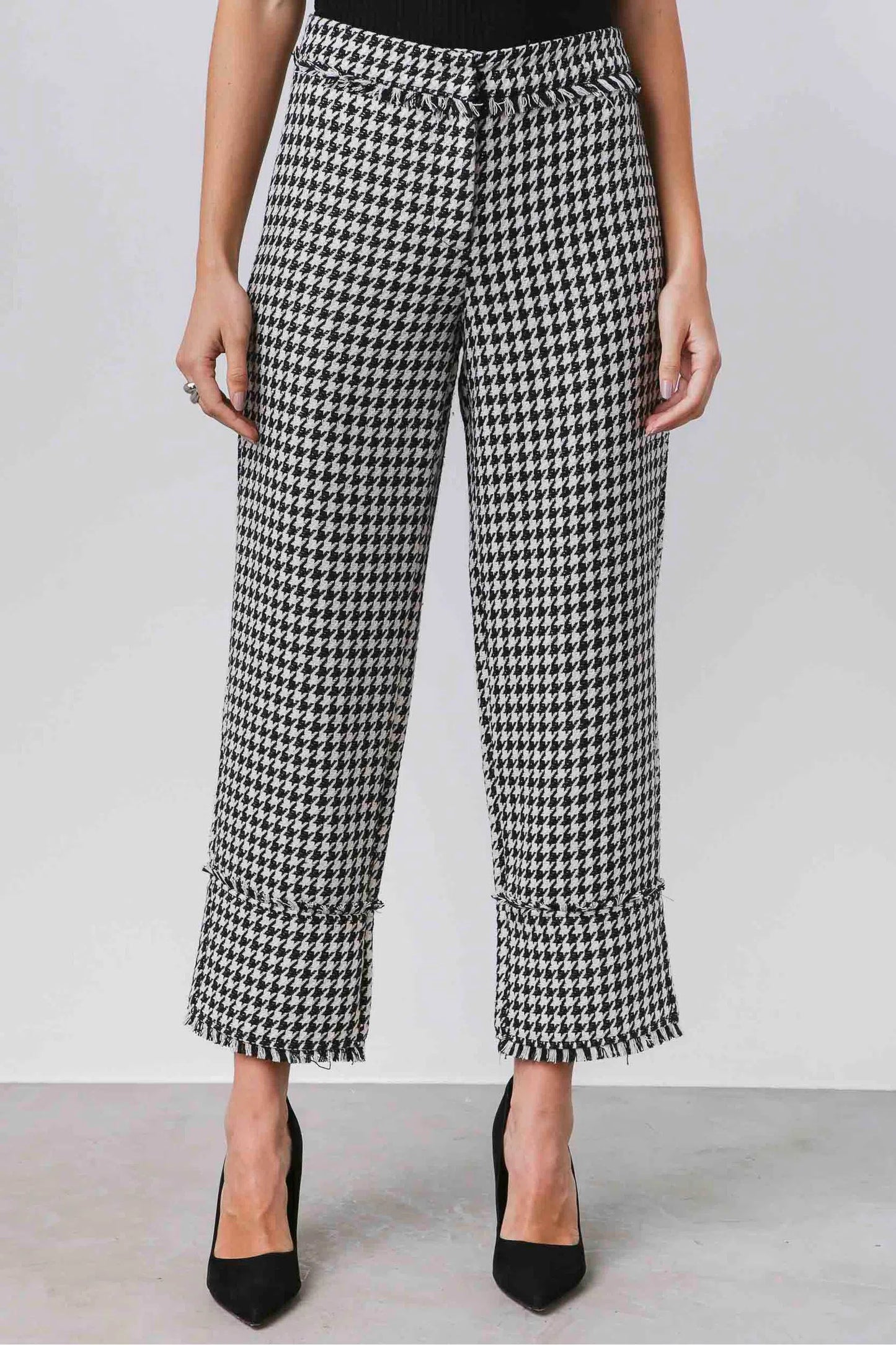 Calça Reta Pied Poule Jade