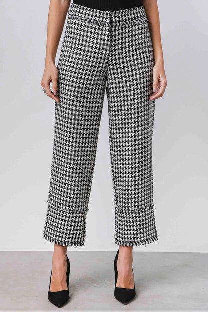 Calça Reta Pied Poule Jade