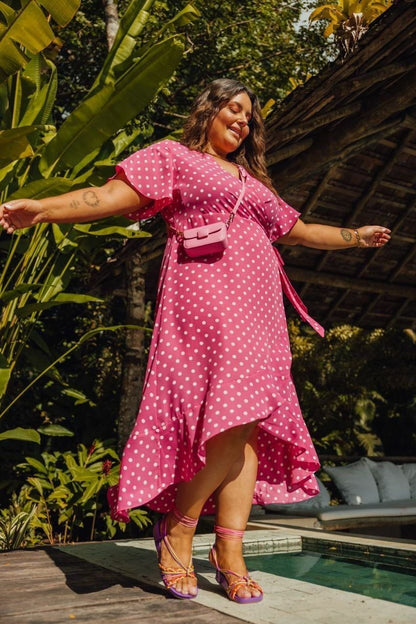 Vestido Poá Envelope Poliana